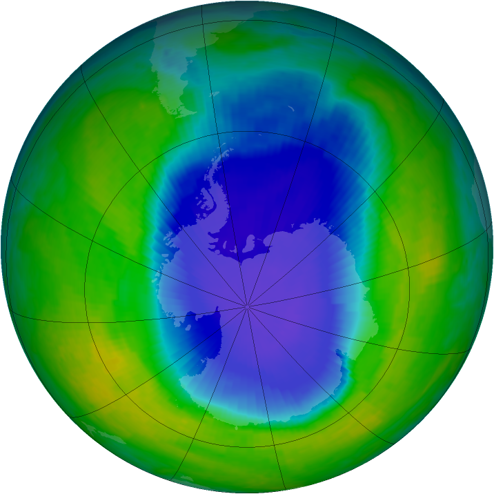 Antarctic ozone map for 18 November 1993
